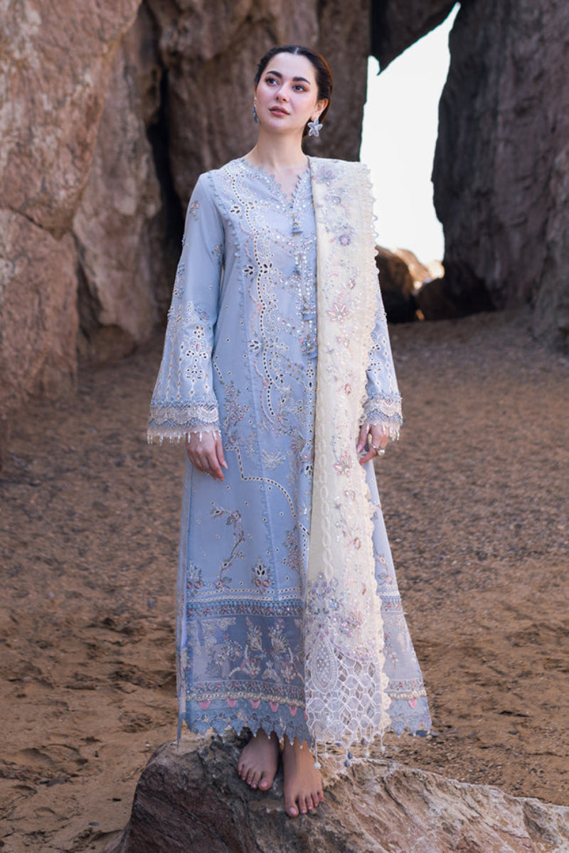 Lawn-3PC Embroidered Shirt with Organza Embroidered Dupatta