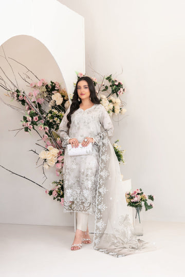 3 Piece  Organza  Stitched Collection by Tawakkal Fabrics