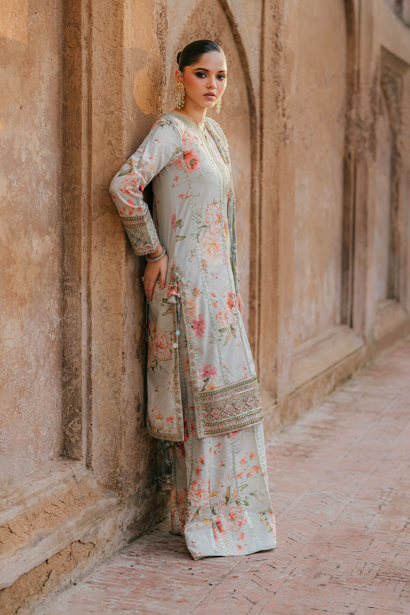 Embroidered Lawn 3-Piece Suit with Net Dupatta | Luxury stitched Suit