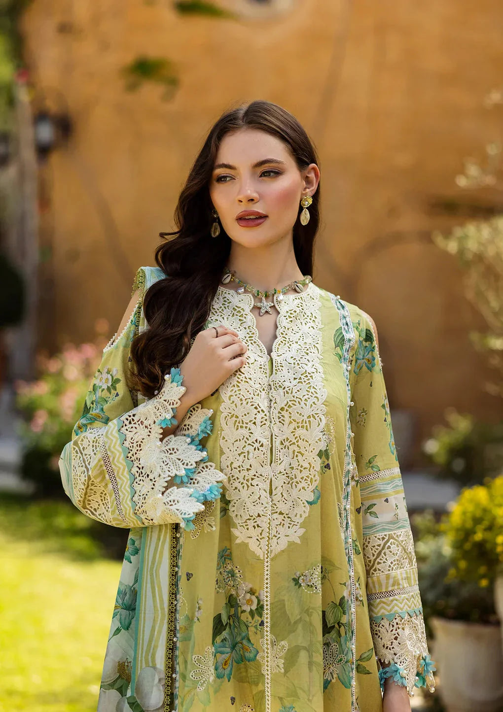 03-Piece Embroidered Print Lawn With Chiffon Dupatta - Ready To Wear