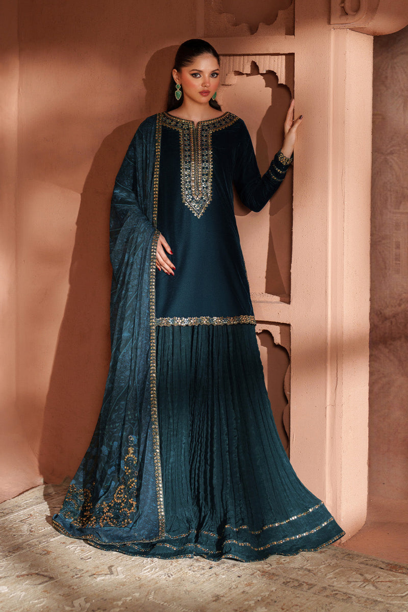 3  Piece Stitched Velvet Suit - Ready to  Wear