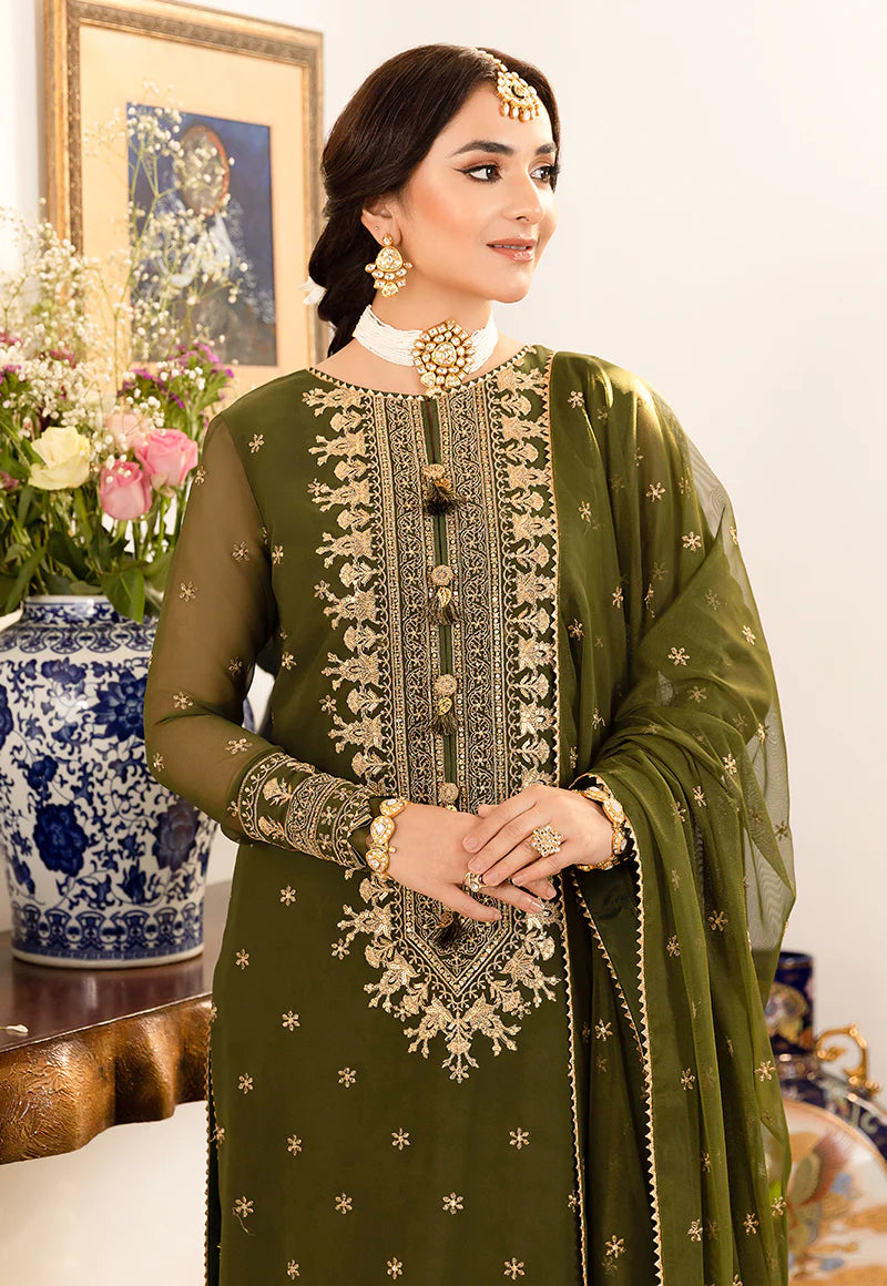 3PCS EMBROIDERED CHIFFON DRESS READY TO WEAR