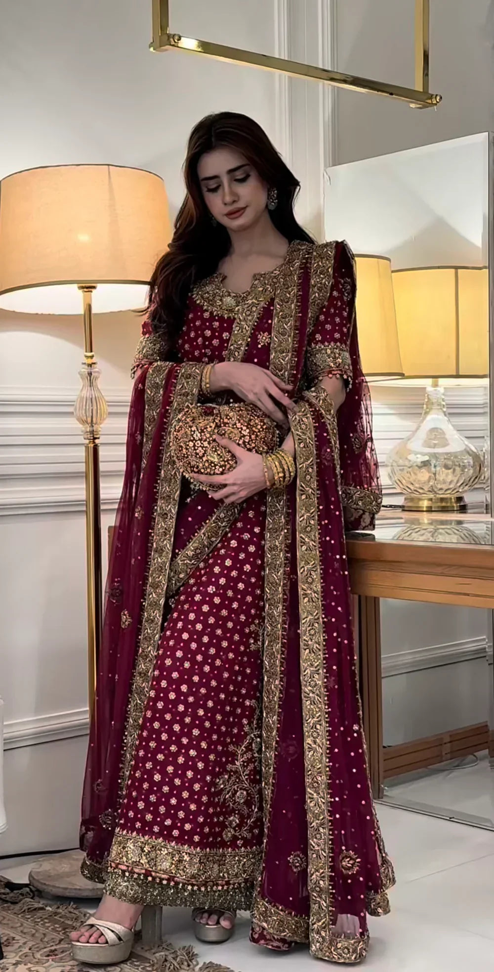 03-Piece Chiffon Suit With Embroidery - Ready To Wear