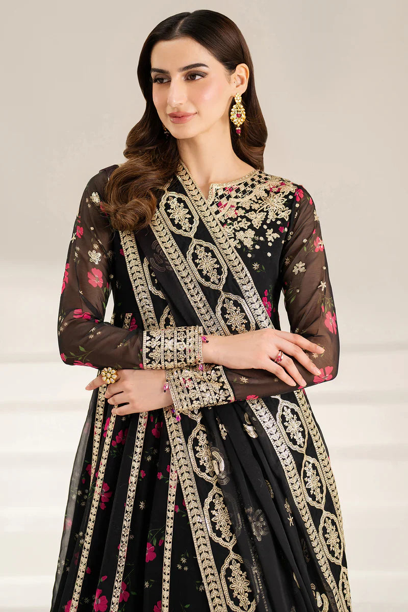 03-Piece Embroidered Print Lawn With Chiffon Dupatta - Ready To Wear