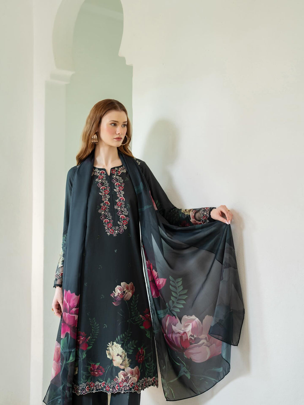 03-PIECE PREMIUM LAWN SUIT WITH VOILE DUPATTA