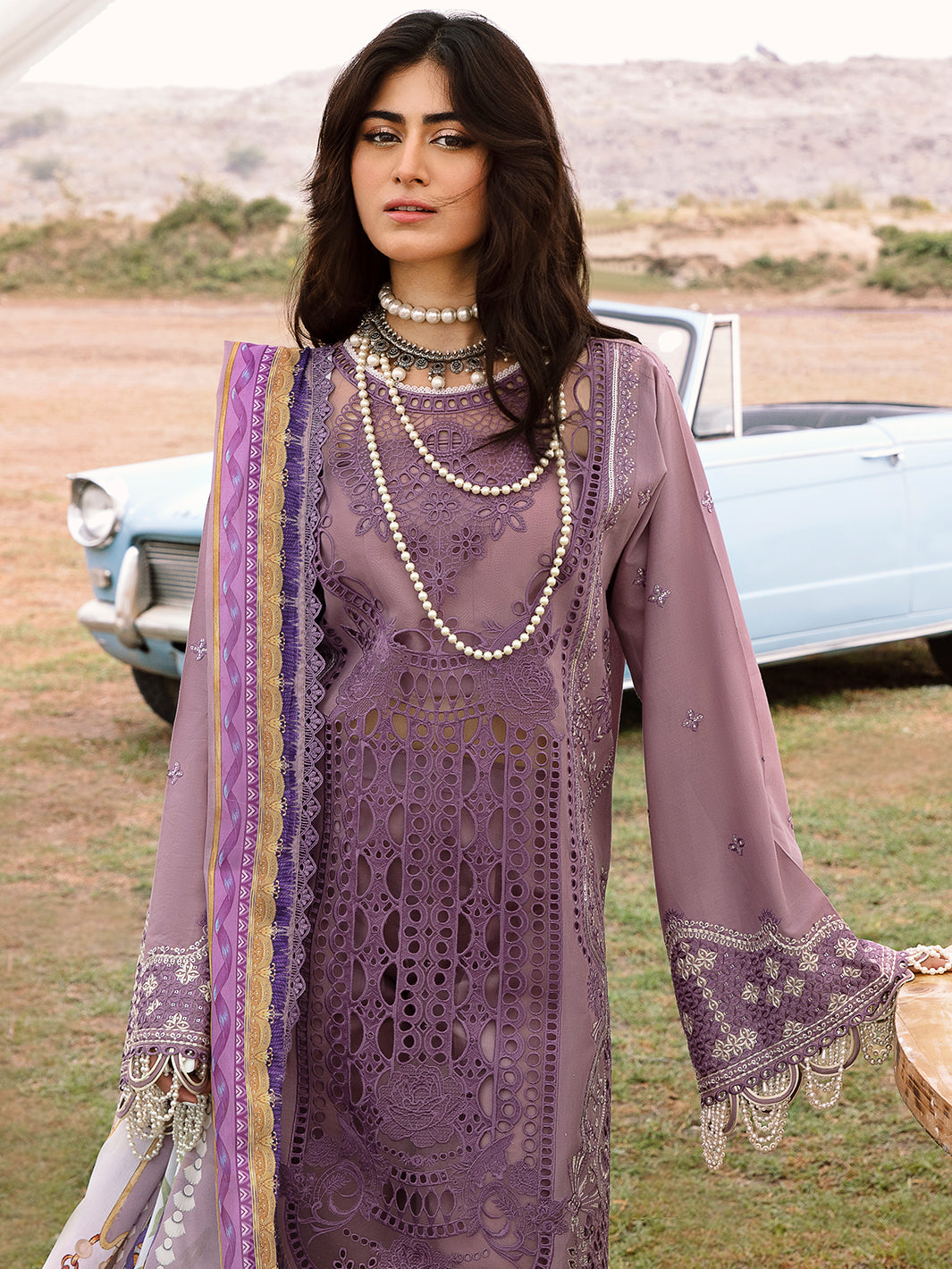 3-Piece Lawn Embroidered Suit With Digital Printed Silk Dupatta