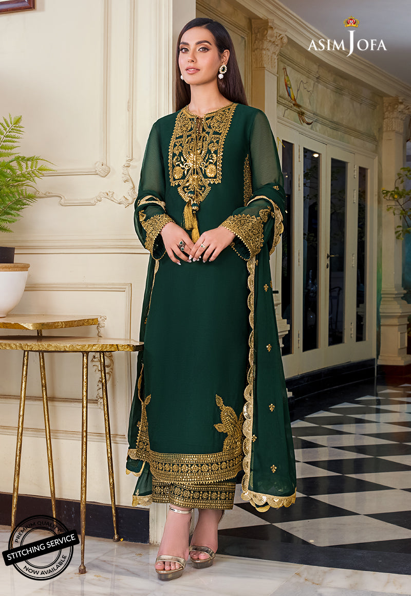 Heavy Embroidered Spangle Work Chiffon 3 Piece Suit