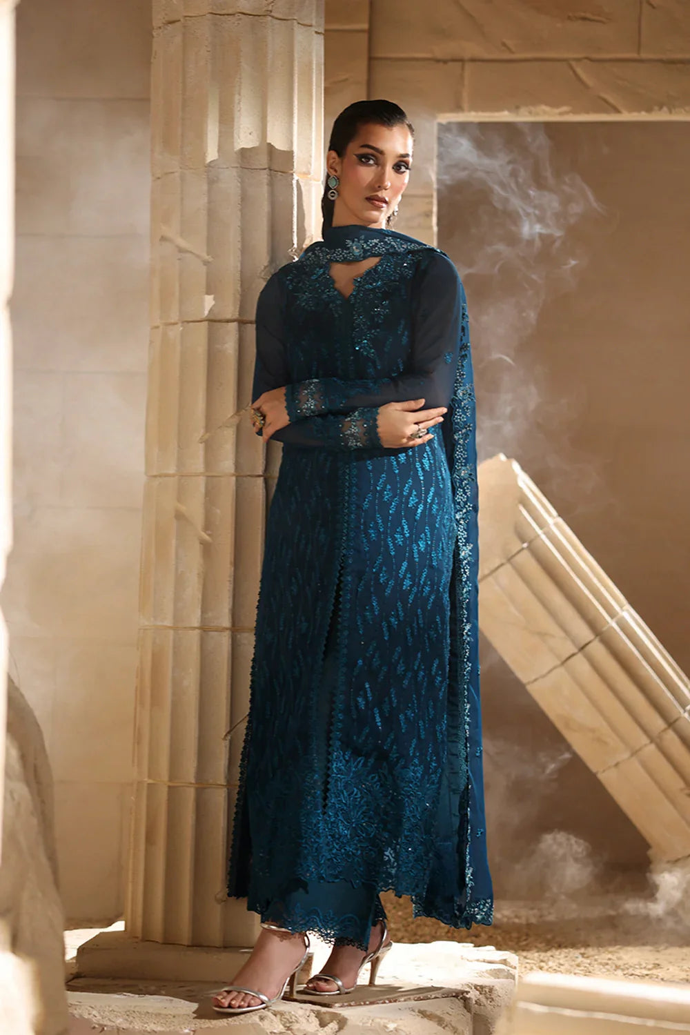 03-Piece Chiffon Suit With Embroidery- Ready To Wear