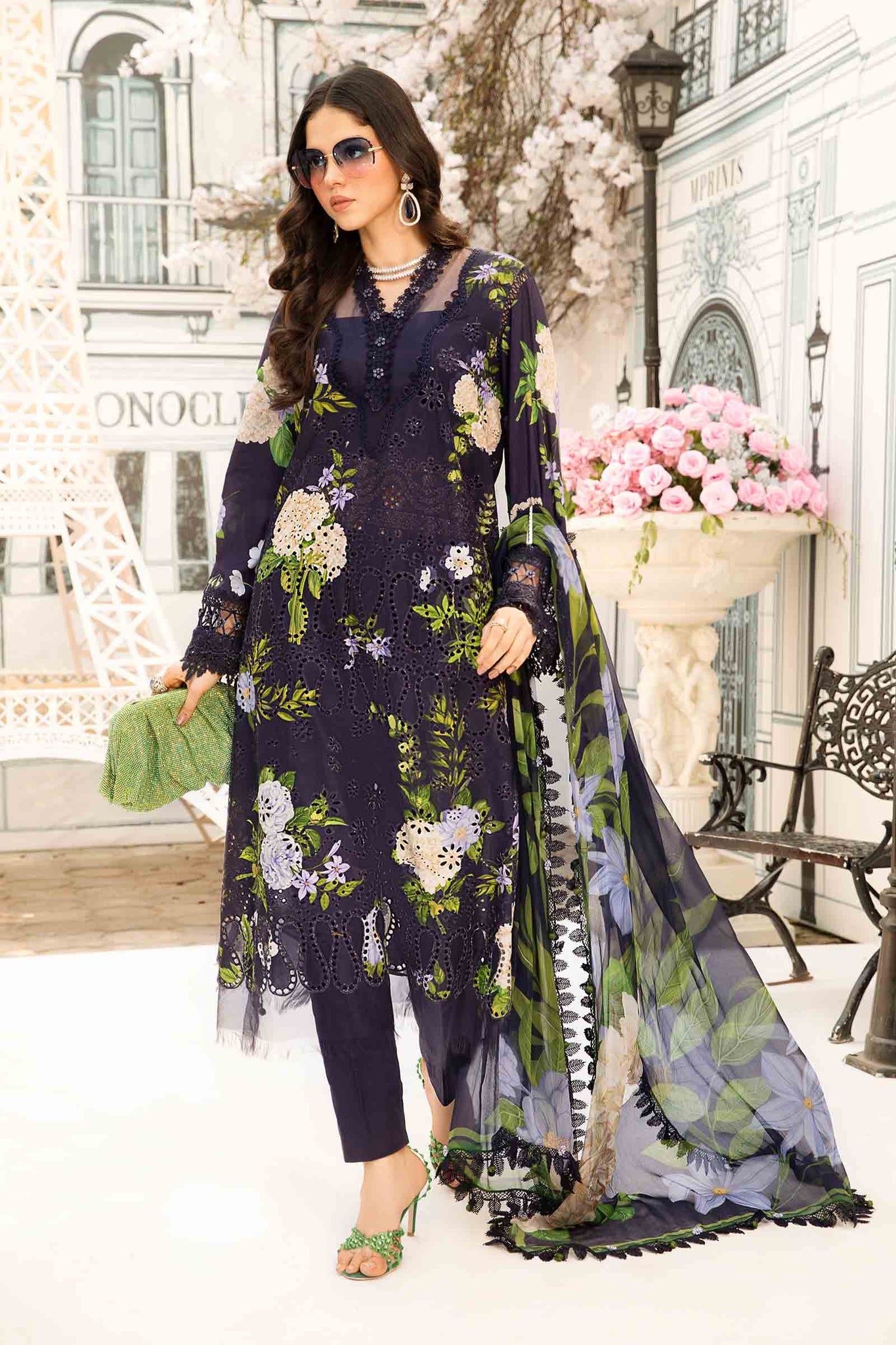03-Piece Dress Designer Lawn Suit – Dastan e Libas BGT