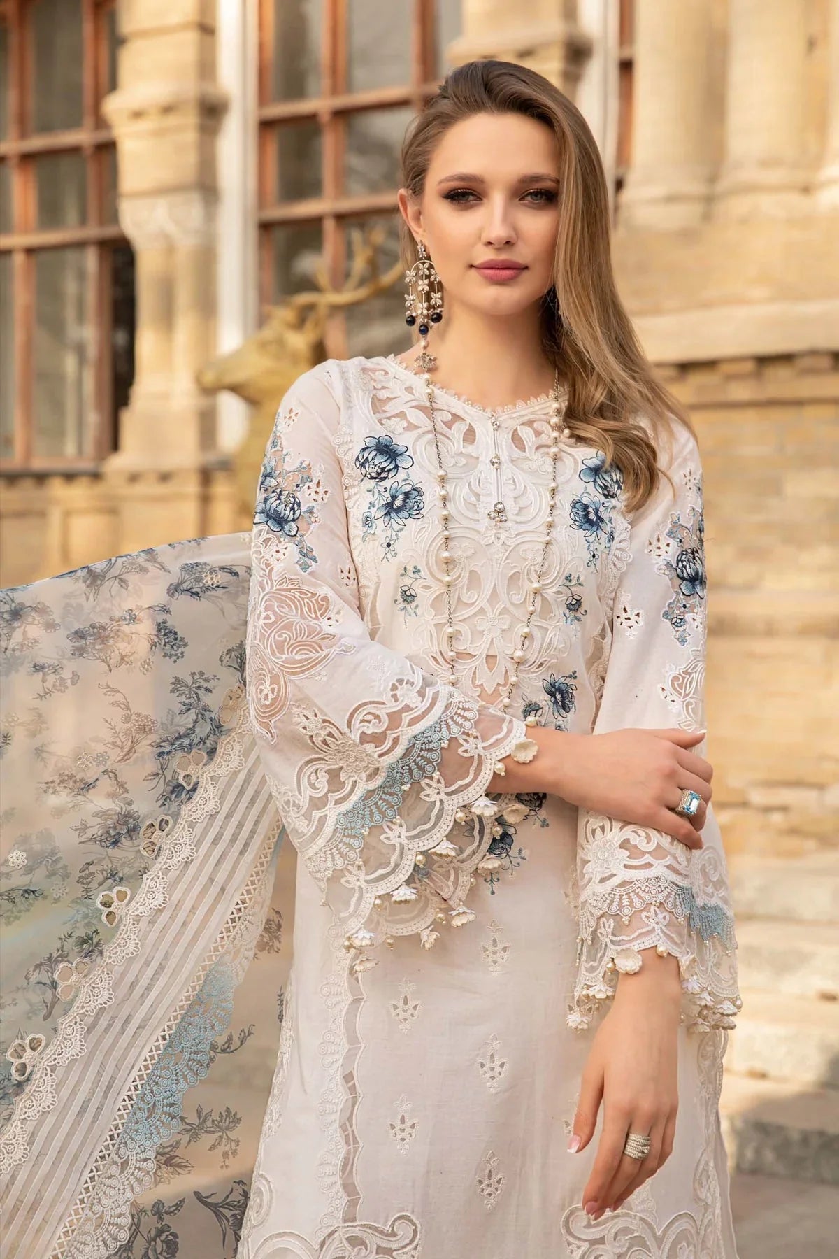 03-Piece Cotton Suit With Embroidery - Ready To Wear