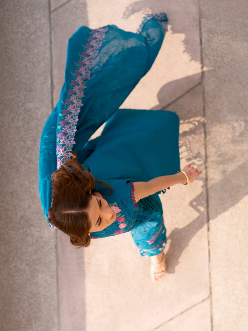 03-Piece Heavy Embroidered Chikankari Lawn Dress