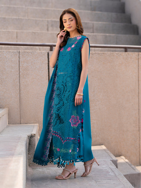 03-Piece Heavy Embroidered Chikankari Lawn Dress