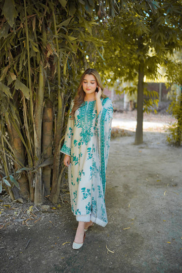 Premimum Lawn Embroidered 3 Piece Suit RTW