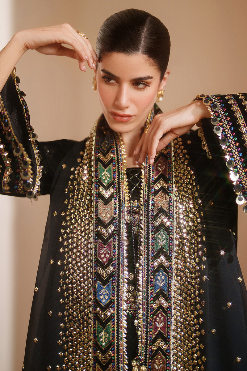 03-Piece Embroidered Velvet Formal Suit Ready To Wear