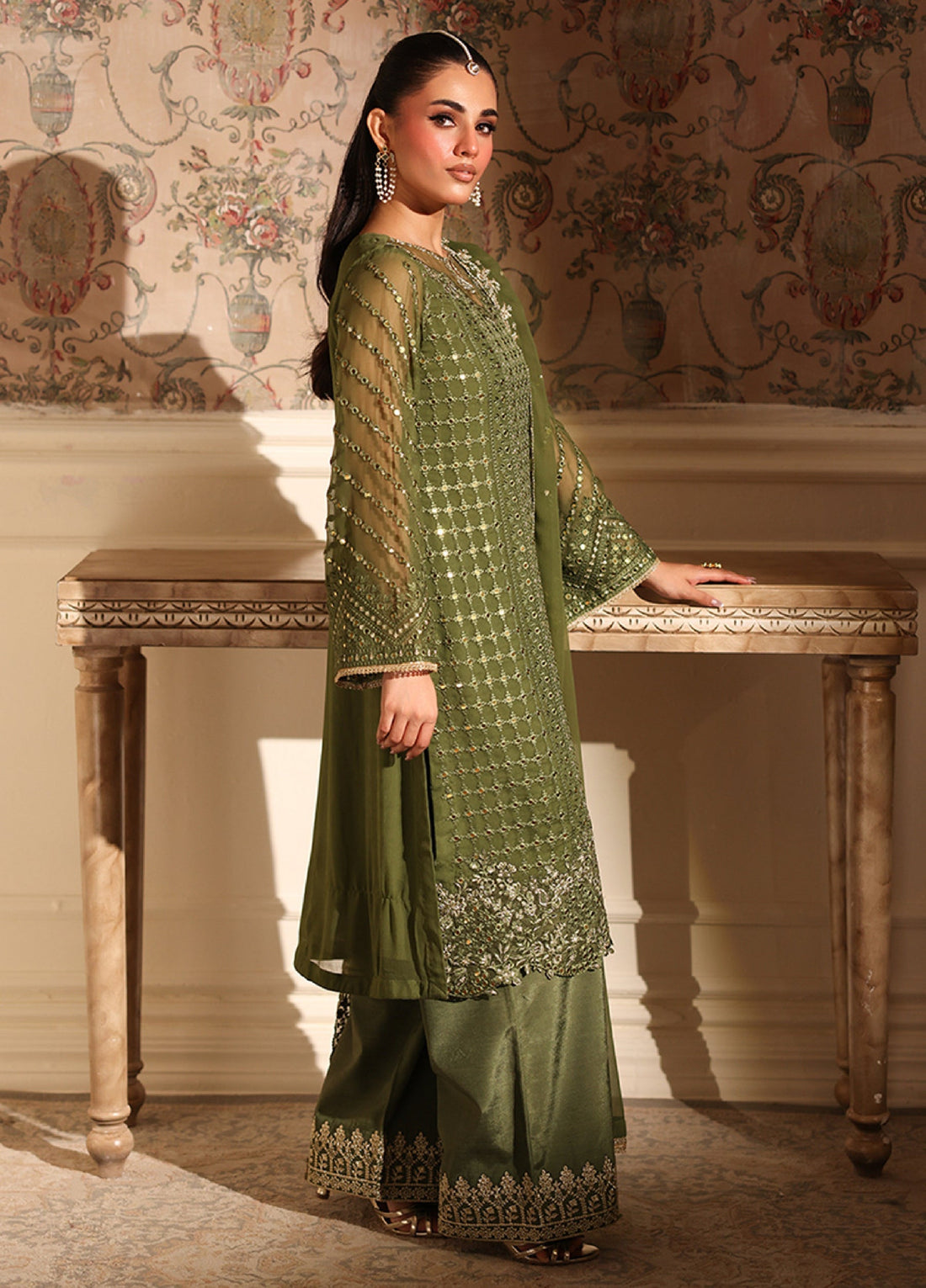 3  Piece Stitched Chiffon  Suit - Ready to Wear