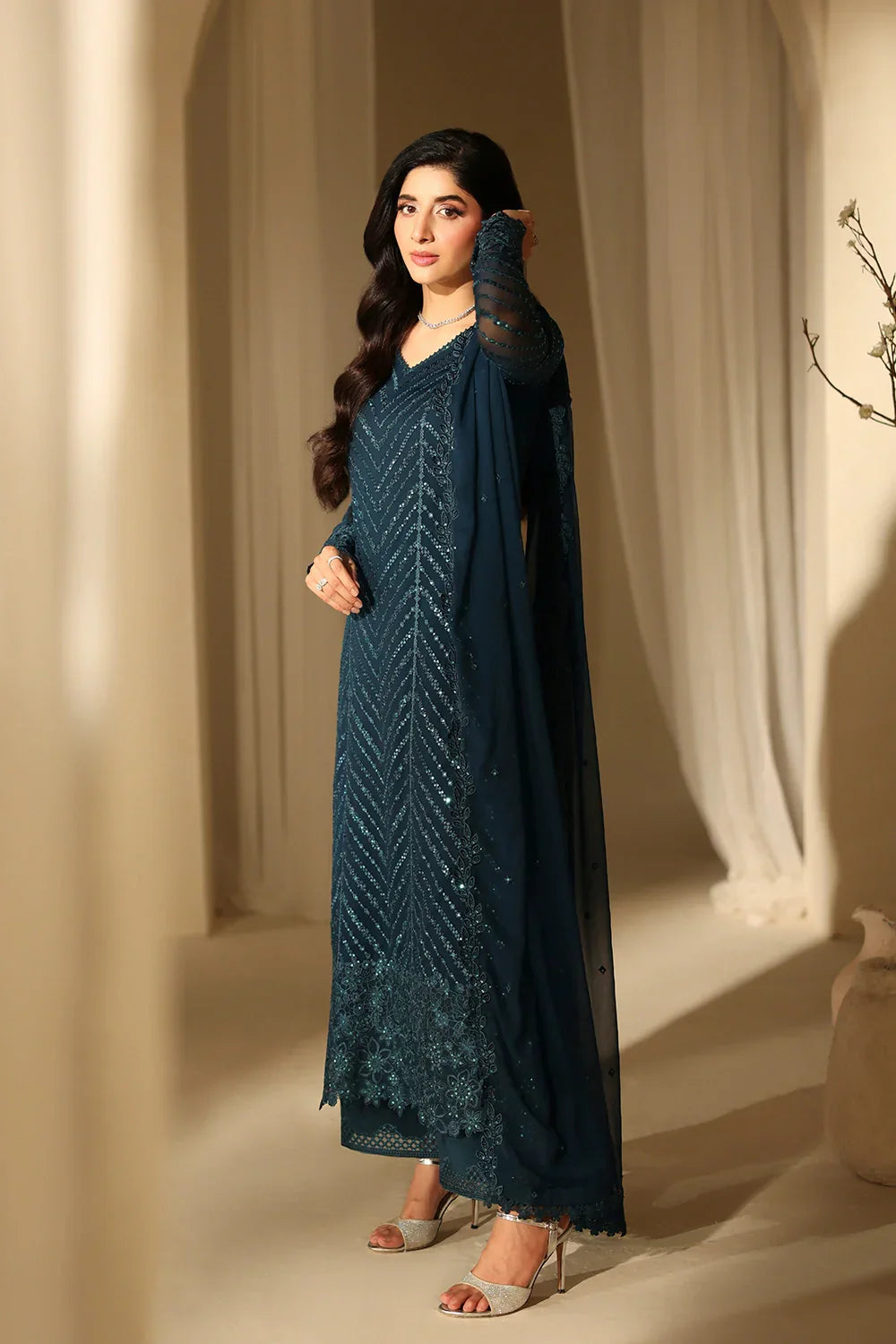 03-Piece Chiffon Suit WIth Embroidery - Ready To Wear