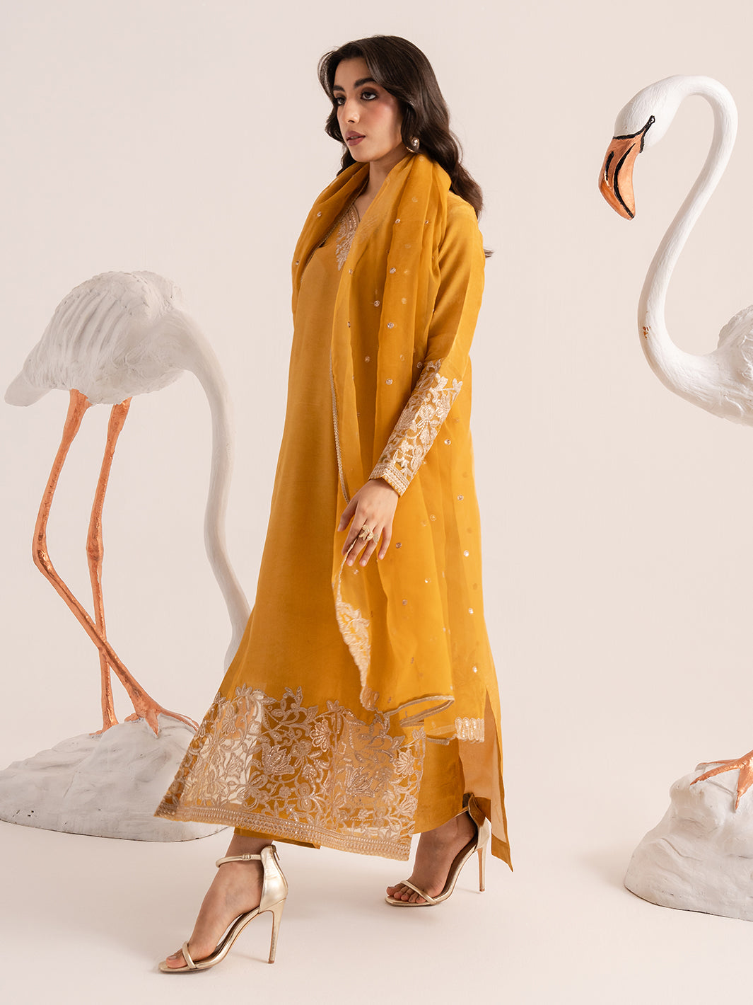 3-Piece Chiffon Embroidered Suit Ready To Wear