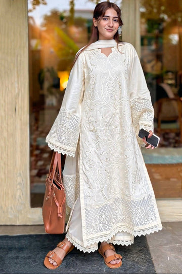 SADA SLEEK – Cambric Embroidered Suit (Stitched)