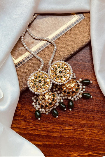Emerald Green Meenakari Stud Jhumkas