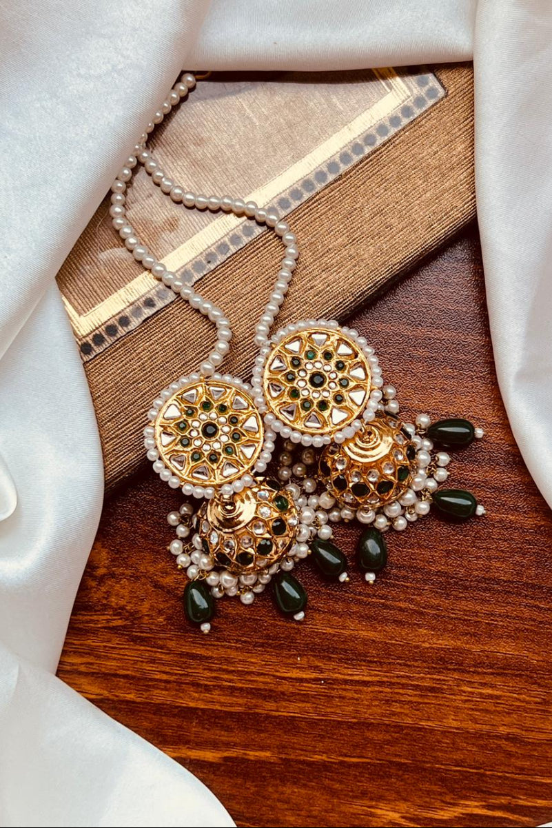Emerald Green Meenakari Stud Jhumkas