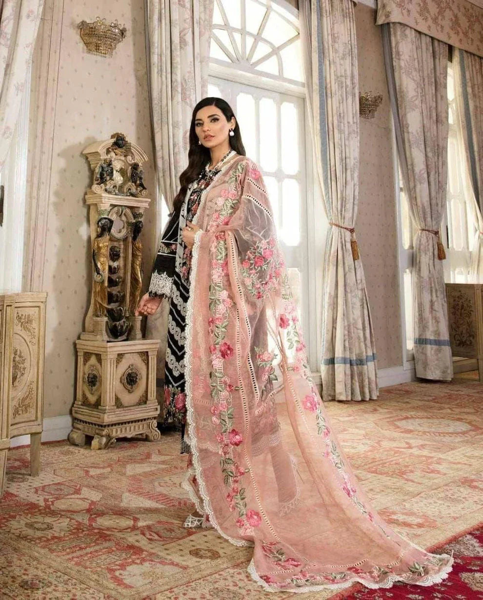 03-Piece Heavy Embroidered Crimson Lawn - Ready To Wear