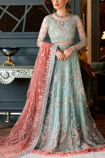 Luxury Net Bridal Ensemble with Heavy Embroidery & Handwork